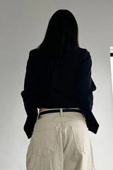 Rivet Lapel Safari Crop Jacke