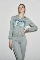 Printed Zip-Up Street Hoodie