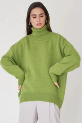 Ribbed High Neck Casual Sweater