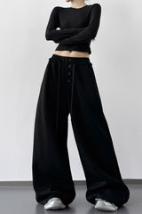 Sporty Wide Leg Casual Elastic Waist Pants
