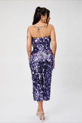 Strapless Backless Sequin Split Party Sequin Dress