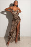 Chain Strap Leopard Split Maxi Dress