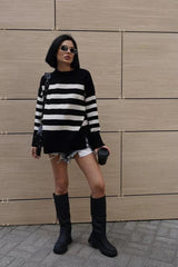 Loose Fit Striped Knit Sweater