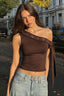 One-Shoulder Eyelet Sash Detail Crop Top