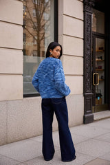 New Retro Fashion Deep V-Neck Maillard Plush Long-Sleeve Knit Cardigan