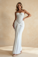 Sexy Strapless Backless Ribbon Elegant Formal Dress