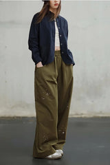 Navy Long Sleeve Casual Jacket