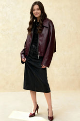 New Leaher Feminina Streetwear Outwear Vermelho Black Jackets