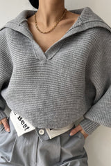 Long Sleeve Collar Knit Sweater