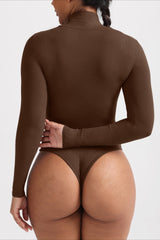High Neck Long Sleeve Warm Tummy Control Thong Bodysuit