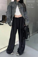 Cropped Solid Denim Jacket