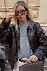 Faux Leather Bomber Jacket