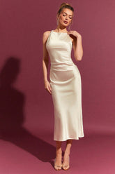 Satin Bodycon Midi Work Dress