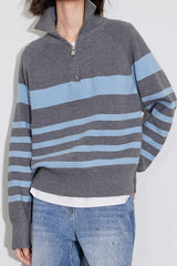 Color Block Striped Knit Sweater
