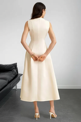 Elegant A Line Flared Sleeveless Work Dress