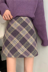Winter Tartan High Waist Skirt