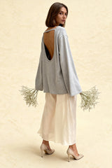 Cotton Loose Fit Off-Shoulder Knit Sweater