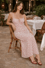 Polka Dot Backless Strap Long Floral Dress