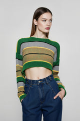 Chic Color Block Crop Sweater