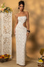 Strapless Lace Cutout Slit Bodycon Maxi Lace Dress