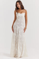 Lace Tie-Strap Romantic Maxi Dress