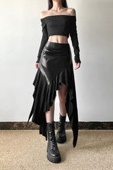 American Retro Ruffle Panel Bodycon Skirt