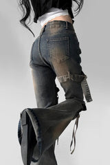 Low Waist Flare Cargo Jeans