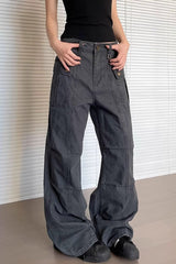 Straight Flared Vintage Washed Multi Pocket Cargo Pants
