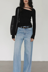 Side Cutout Slim Long Sleeve Crop Top