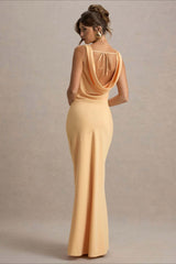 Elegant Luxury Satin Slim Bodycon Mermaid Backless Formal Dress