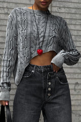 Slim Fit Cropped Knit Sweater