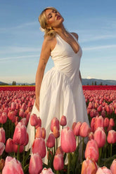 Draped Halter Maxi Party Dress