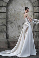 Strapless Satin A Line Wedding Dress