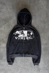 Digital Pattern Print Zip Hoodie