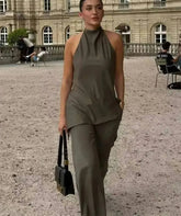 Halter Camis Wide Leg Pant Suit