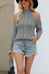 Elegant Cable Mock Neck Sweater