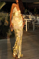 Foiled Backless Slip Dress