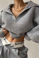 Long Sleeve Collar Knit Sweater