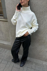 Colorblock Turtleneck Knit Sweater