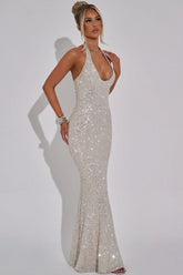 Rhinestone Halter Bodycon Party Dress