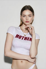 Trendy Graphic Edgy Cut Out Crop Tee T-Shirt