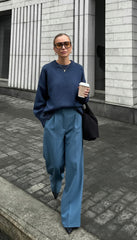 Solid Knit Crew Neck Sweater