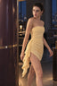 Ruched Slit Off Shoulder Tube Mini Dress