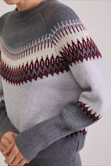 Patchwork Crew Neck Knit Sweater