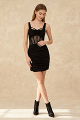 Sheer Bodice Mini Dress