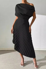 Chic Asymmetric Off Shoulder Ruched Irregular Formal Dress