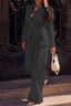 Solid Straight Leg Pants Blazer Casual Two Piece Set