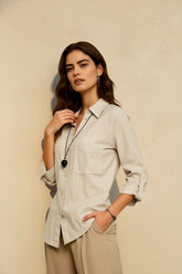 Pure Linen Casual Button Down Blouse