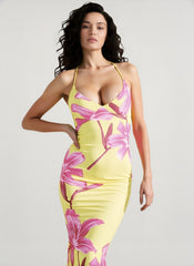 Slim Backless Print Cami Vacation Dress