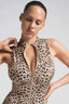 Leopard Print Zipper Front Bodysuit